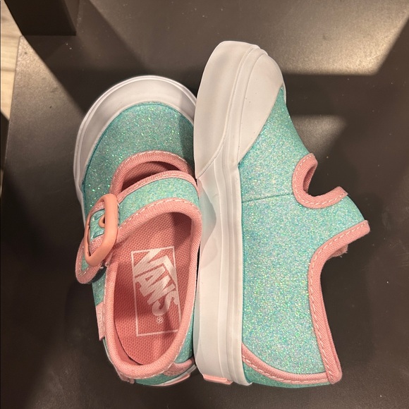 Vans Toddler Glitter Mary Jane Shoes Teal Pink Strap Sneakers Size 5 - Picture 6 of 9